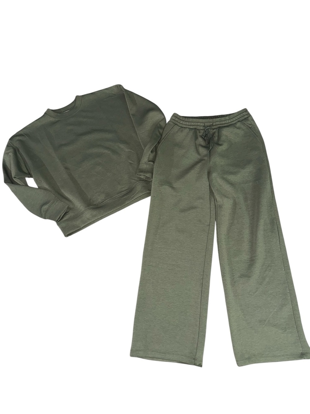 Zenana Outfitters Olive Green Lounge Scuba Set -Long Sleeve Top & Wide Leg Pants